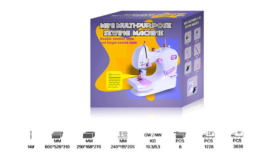 Mini machine à coudre UFR-601 pour le ménage avec une longueur de couture de 0 à 5 mm en blanc et rose